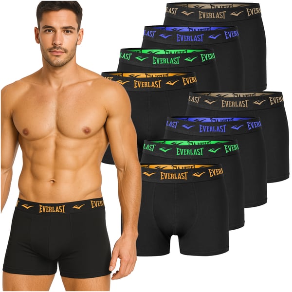 EVERLAST underbukser herre boxershorts 8-pak bomuld stretch svart farvet linning M