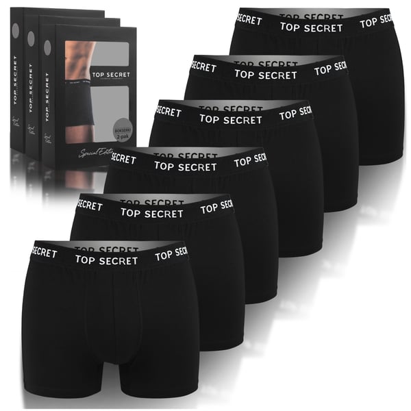 TOP SECRET, underkläder boxershorts herr 6 pack bomull stretch färgmix L