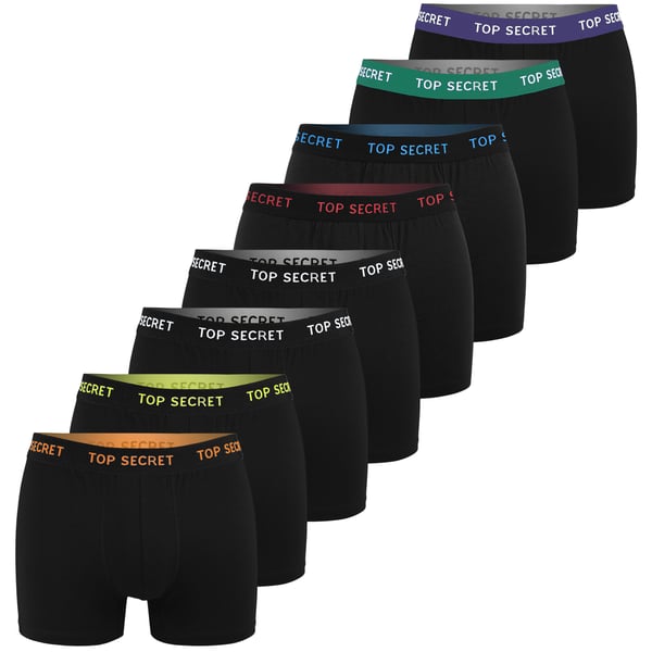 TOP SECRET underkläder boxershorts herr 8 pack bomull stretch färgmix M