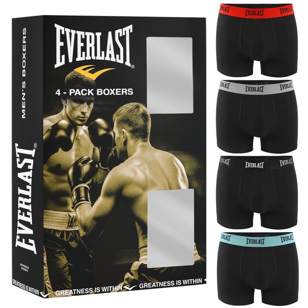 EVERLAST alushousut miesten bokserit, 4 pack puuvillaa stretch värimix XL