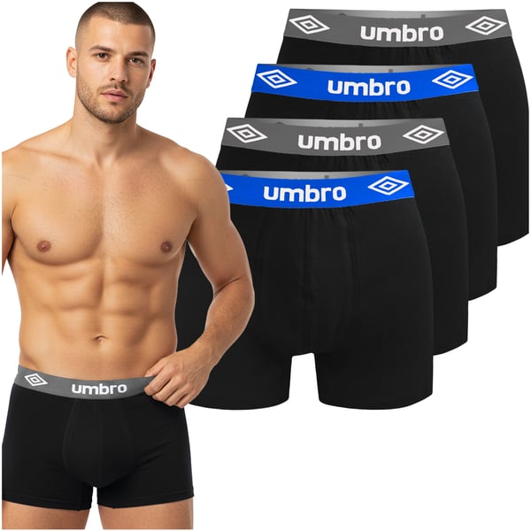 UMBRO underkläder boxershorts herr, 4 pack bomull stretch svarte färgad midjeresår XL
