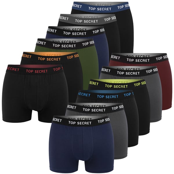 TOP SECRET underkläder boxershorts herr 12 pack bomull stretch färgmix XXL