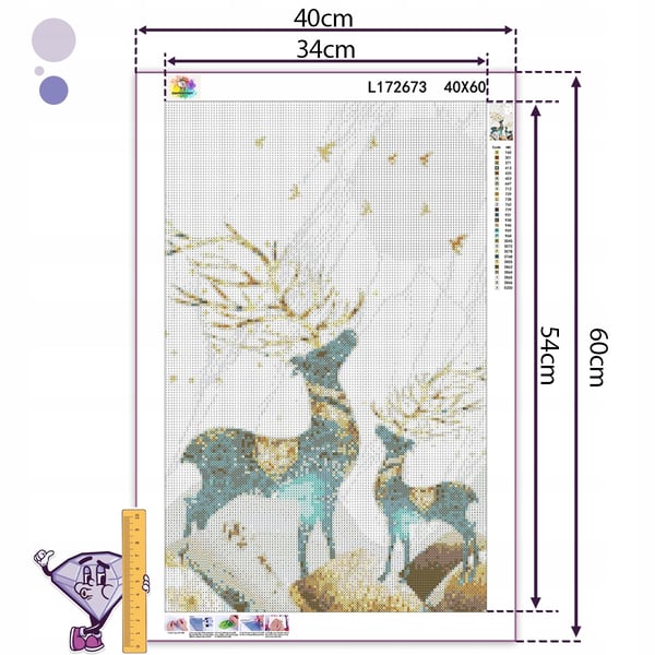 Ob_XL_6 diamantmaling 40x60 cm - dyr, hjort