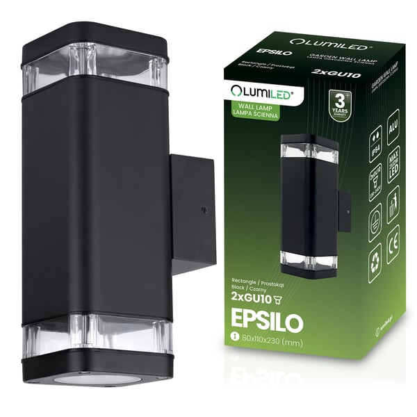Ulkopuolen seinävalaisin EPSILO LUMILED 2x GU10 LED IP54 ylös alas Ulkopuolen seinävalaisin EPSILO LUMILED 2x GU10 LED IP54 ylös alas