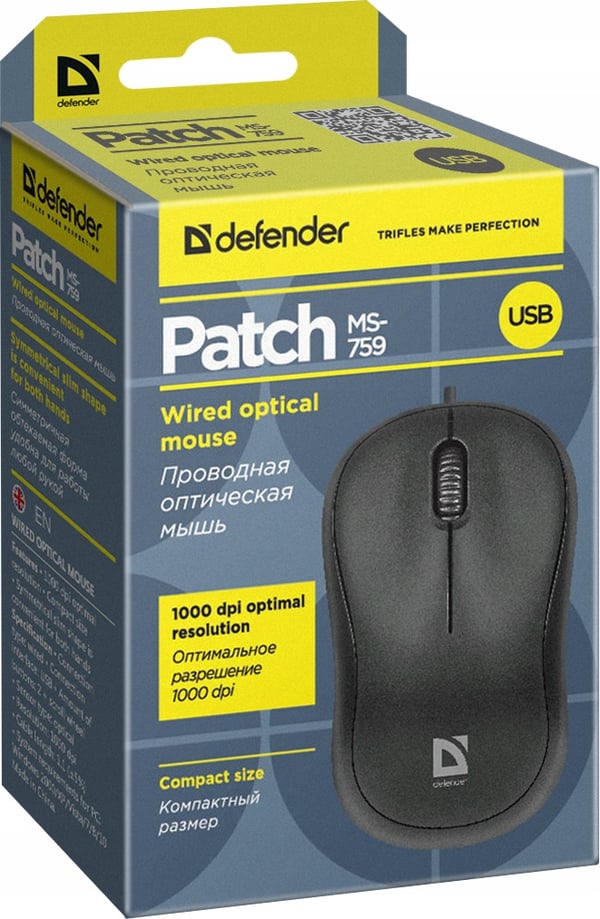 Defender patch MS-759 optinen 1000dpi 3P langallinen hiiri musta