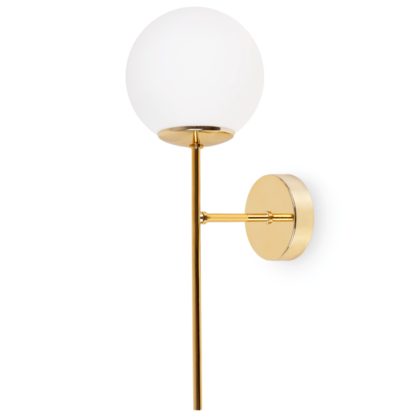 SIENA GULD VÆGLAMPE 1 FLAD HVID LAMPESKÆRM E14
