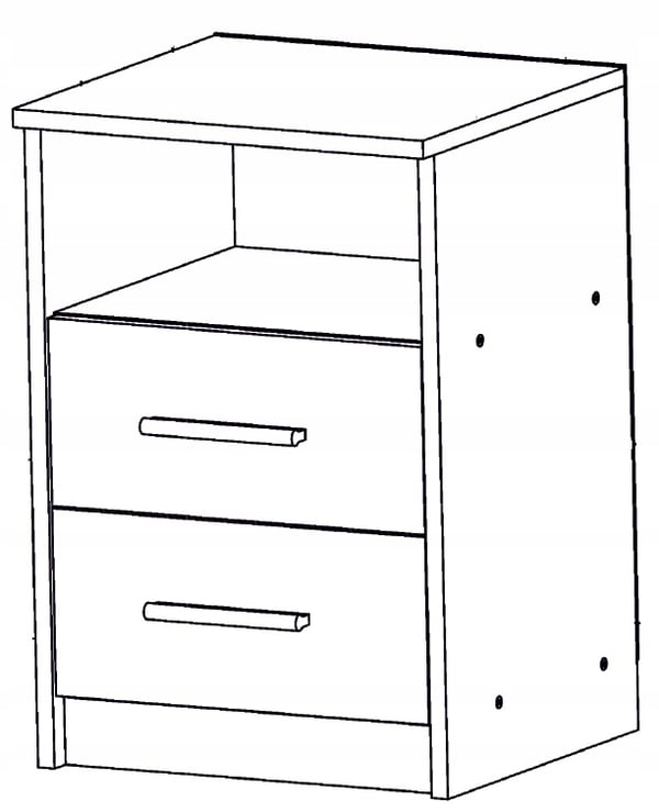 Yöpöytä 2SO valkoinen 40cm laatikot lipasto hylly