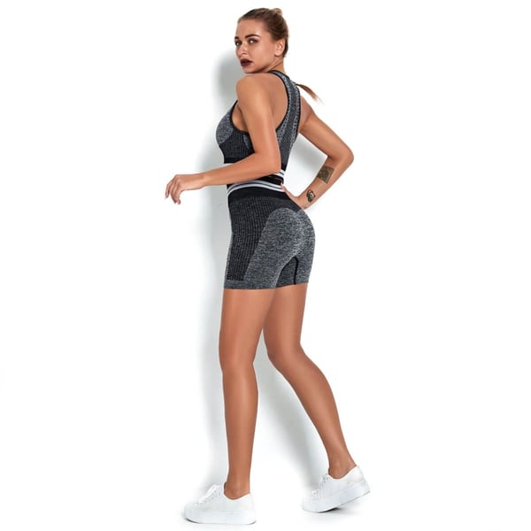 Sportstøj sæt top shorts fitness yoga todelt til fitnesscentret xs XS