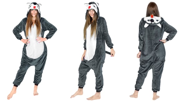 Varm herrepyjamas kigurumi husky onesie jumpsuit voksenkostume m Husky Onesie-kostume - M