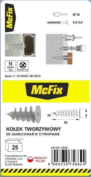 DOWNLOAD TIL FASTGØRELSE I ISOLERING 25*50MM NYLON - 25,0 STK. - MF-201-2550