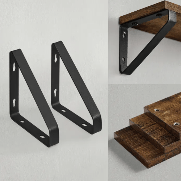 Set med 3 hängande vägghyllor, rustik loft, industriell stil