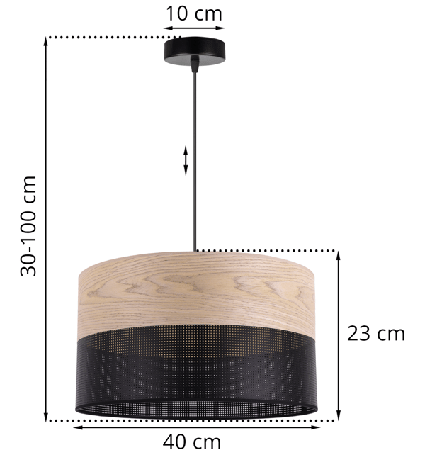 ENKELT HÆNGELAMPE KLASSISK LAMPESKÆRM I EGETRÆFINÉR 40 CM