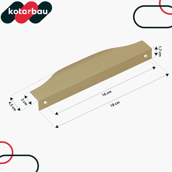 KOTARBAU möbelhandtag med modern kant, aluminium, matt guld, 160/180 mm, 10-delat set