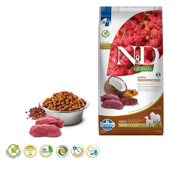 FARMINA N&D QUINOA hjort og kokos MED&MAXI 7kg