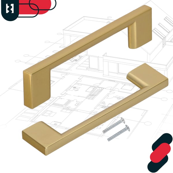 KOTARBAU® køkkengreb klassisk moderne aflang lang mat guld 126 mm mellemrum 96 mm sæt med 2 stk