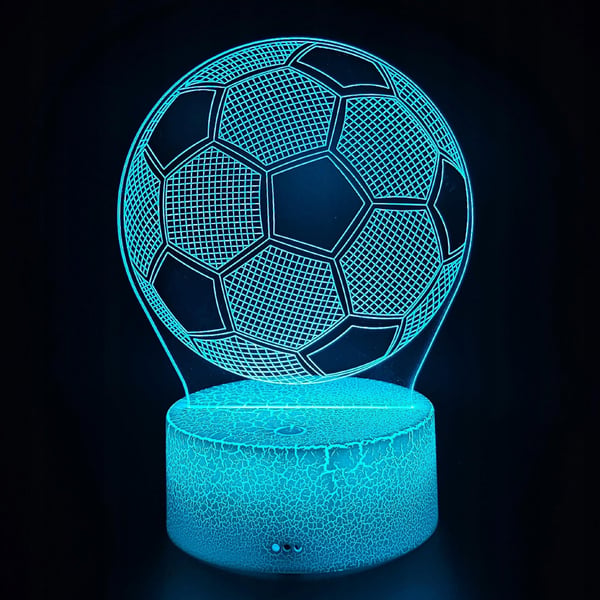 Nattbordslampa för barn fotboll 16 LED 3D med fjärrkontroll