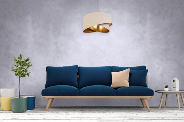 HÆNGELAMPE LOFTSKRONE GYLDEN LAMPESKÆRM FLØJL ELEGANT GLAMOUR