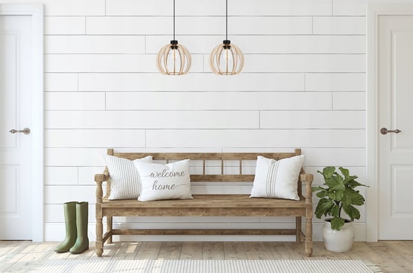 MODERN LED-TAKLAMPA I TRÄ
