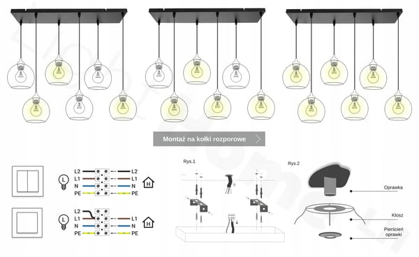 Kattovalaisin, nauhamainen, pallo, musta, LED, 15 cm