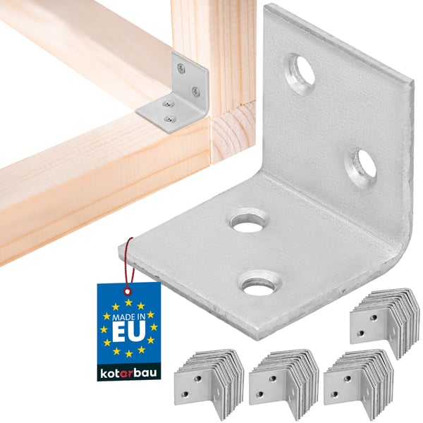 Tømrervinkel, konstruktionsforbinder, stål, galvaniseret, 25x25x25 MM, 50 STK.