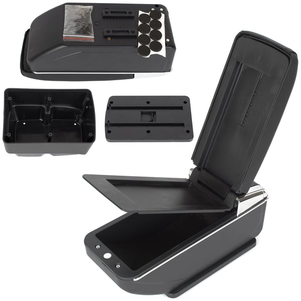Ford Fiesta VI MK7 08-17 armstöd med förvaringsfack SVART ECO-LÄDER + monteringssats