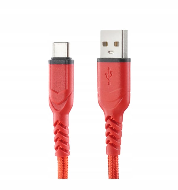 USB Type C-kabel hurtigopladning nylon 1m rød