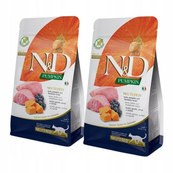 FARMINA N&D Pumpkin kat kat lam og blåbær neuter 2x1,5 kg