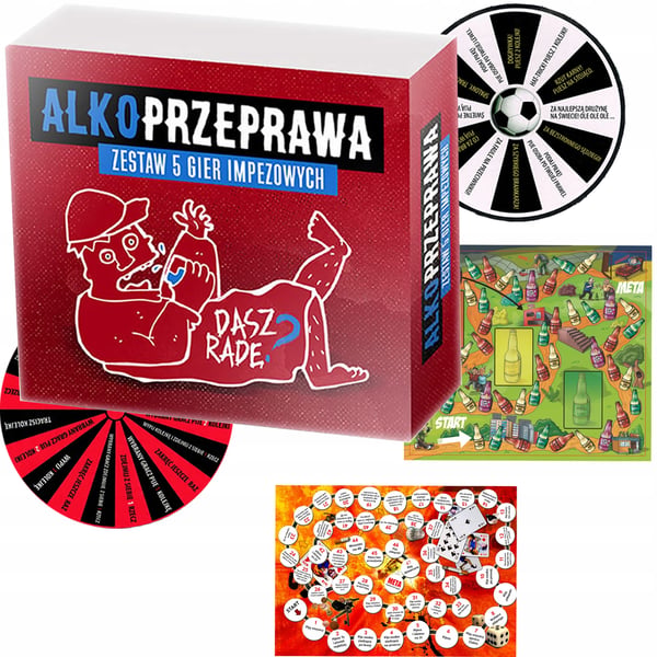 Alkoprawa brætspil til voksne - sæt med 5 selskabsspil
