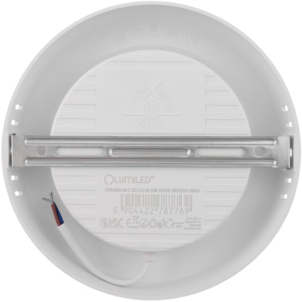 Takmontering LED-taklampa 12W rund 4000K GLOW vit LUMILED