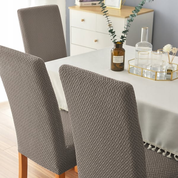 Elastinen jacquard tuolinkotelo harmaa beige