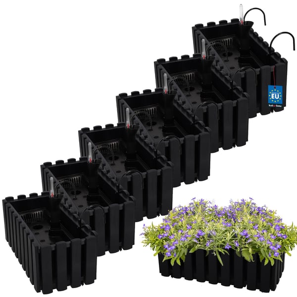 Urtepotte balkonkasse til balustrade terrasseblomster antracit 40cm 6 stk.