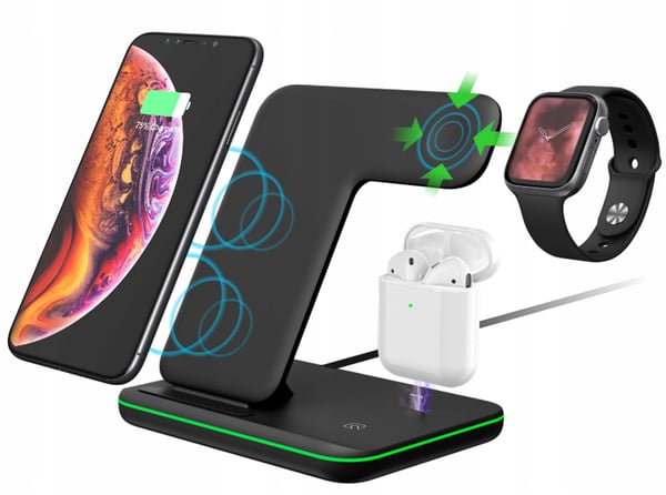 TRÅDLØS INDUKTIV DOCKINGSTATION 25W 3-i-1 iPhone Airpods