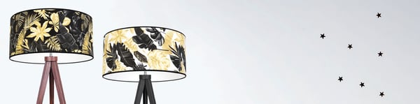 GULVLAMPE MED TRIPODSKÆRM GYLDNE BLOMSTER LED
