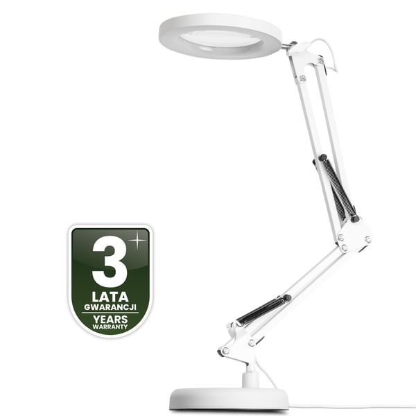 LUCA 2 LED skrivebordslampe 8W CCT tegnebordslampe 3x forstørrelsesglas Hvid LUMILED