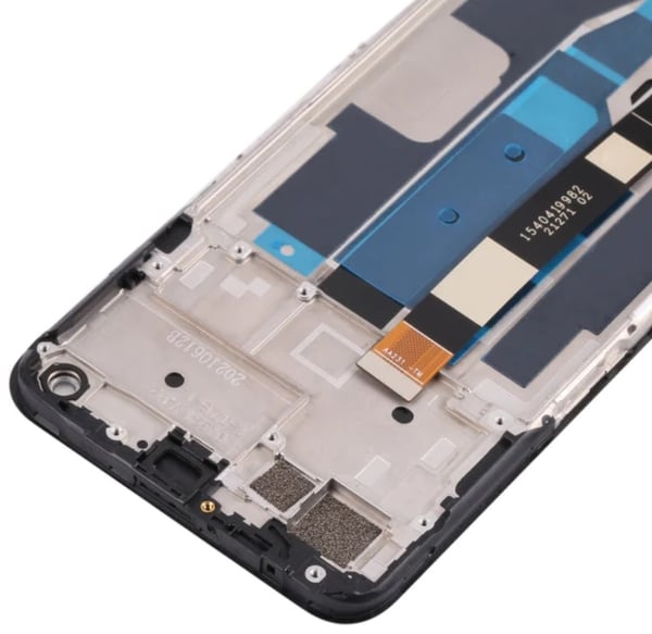 Oppo Realme 8 5G RMX3241 LCD-skærm og berøringsskærm renoveret sort ramme