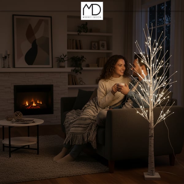 Juletræ birk LED juledekoration 180 cm 96 LED flerfarvet KOLDT