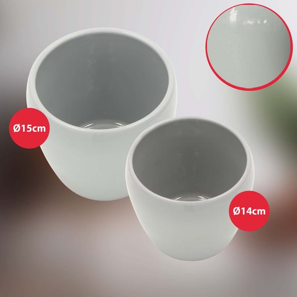 KOTARBAU® Urtepotte 12 cm Grå Glaseret Keramik Urtepotte Blomster- og Urtepotte Dekorativ Låg Balkon Urtepotte