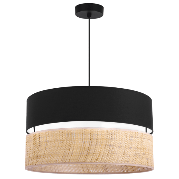 RATTAN DUO SORT HÆNGELAMPE, RATTAN SORT LAMPESKÆRM