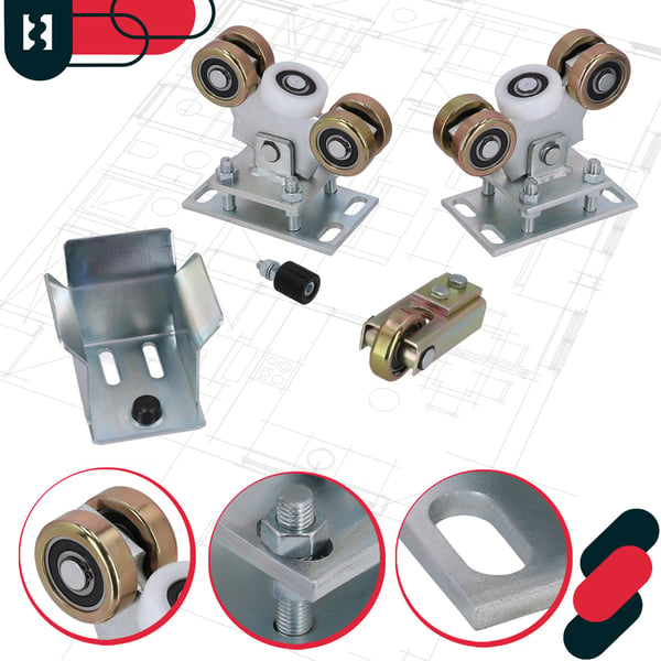 KOTARBAU® Set med 5 rullar i metall för skjutgrindar, 80 x 80 mm profil