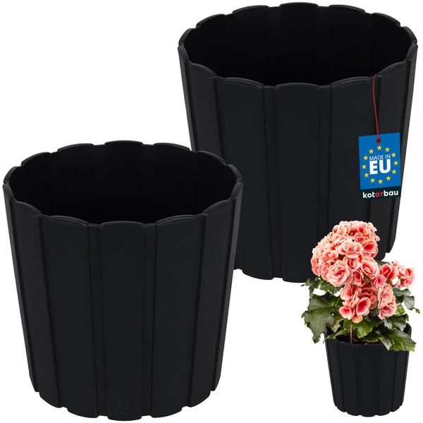 Plastkruka för blommor och örter på balkongen eller terrassen antracit 17 cm 2 st
