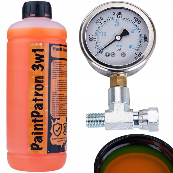 Rosfix lineaarinen mittari maalaukselle 1/4" T-liittimellä ja Rosfix PaintPatron 3in1 1L huolto- ja puhdistusneste
