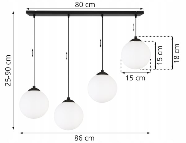 Loftslampe med kugle, sort LED, 15 cm