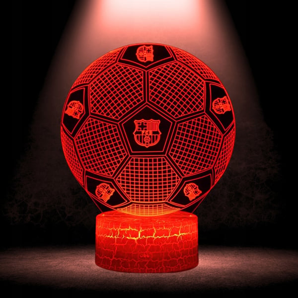 Nattbordslampa för barn FC Barcelonas fotbollsvapensköld 16 LED 3D + fjärrkontroll