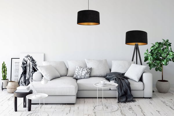 MODERNE GYLDEN FLØJLS LAMPESKÆRM 44 cm