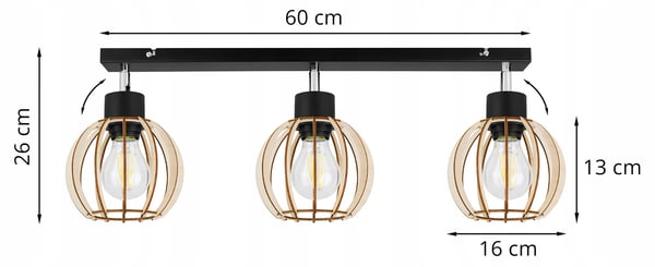 MODERN LED-TAKLAMPA I TRÄ