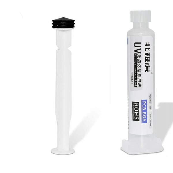 Lödmask vit 10ml med kolv och lödmask härdningslampa