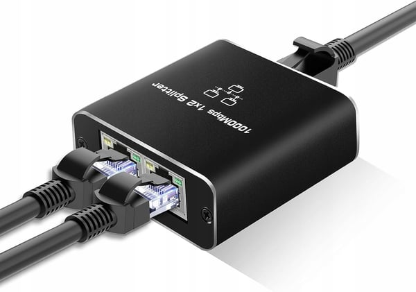 SPLITTER LAN 1x2 ADAPTER SWITCH SPLITTER 2xRJ45 ETHERNET 1000Mb GIGABIT