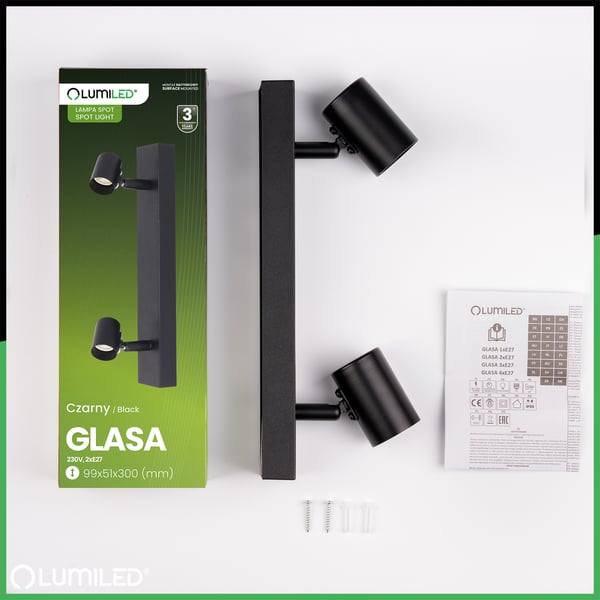 Loftlampe SPOT TUBA Reflektor Halogenarmatur 2x E27 GLAS LUMILED