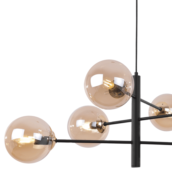 VICENZA SORT OG GULD HÆNGELAMPE 6 FLAD HONNINGLAMPE E14