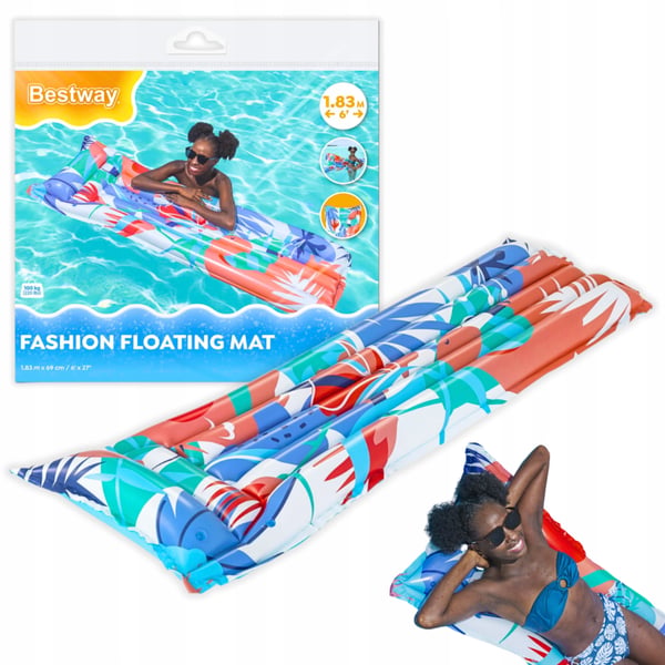 Bestway uppblåsbar vattensolstol för simning 183x69 cm strand sommar